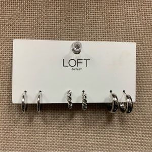 Loft 3 pair silver hoop earrings